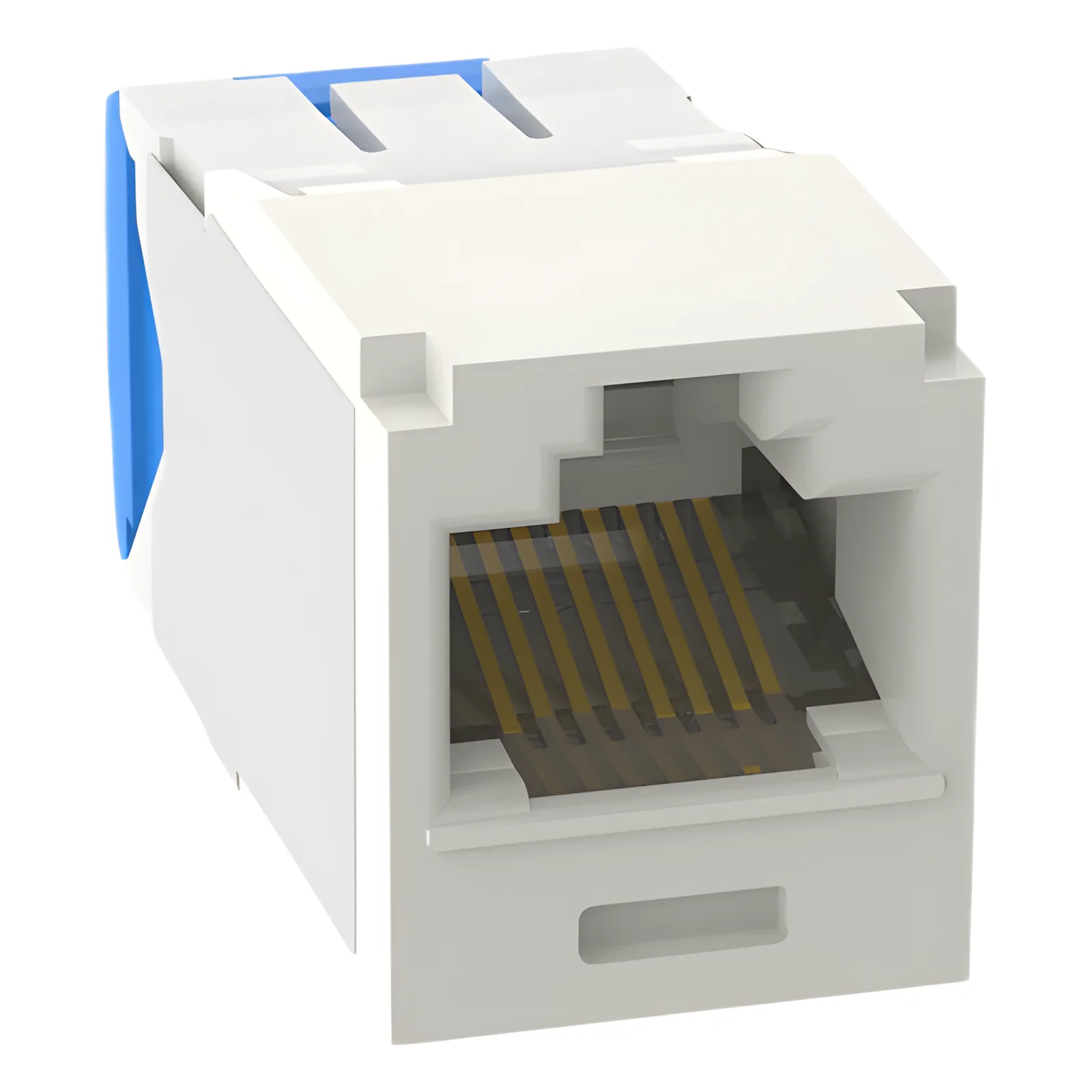 Conector Jack RJ45 Estilo TG, Mini-Com, Categoría 6A, Con Gel Resistente a la Corrosión, de 8 Posiciones y 8 Cables, Color Blanco Mate