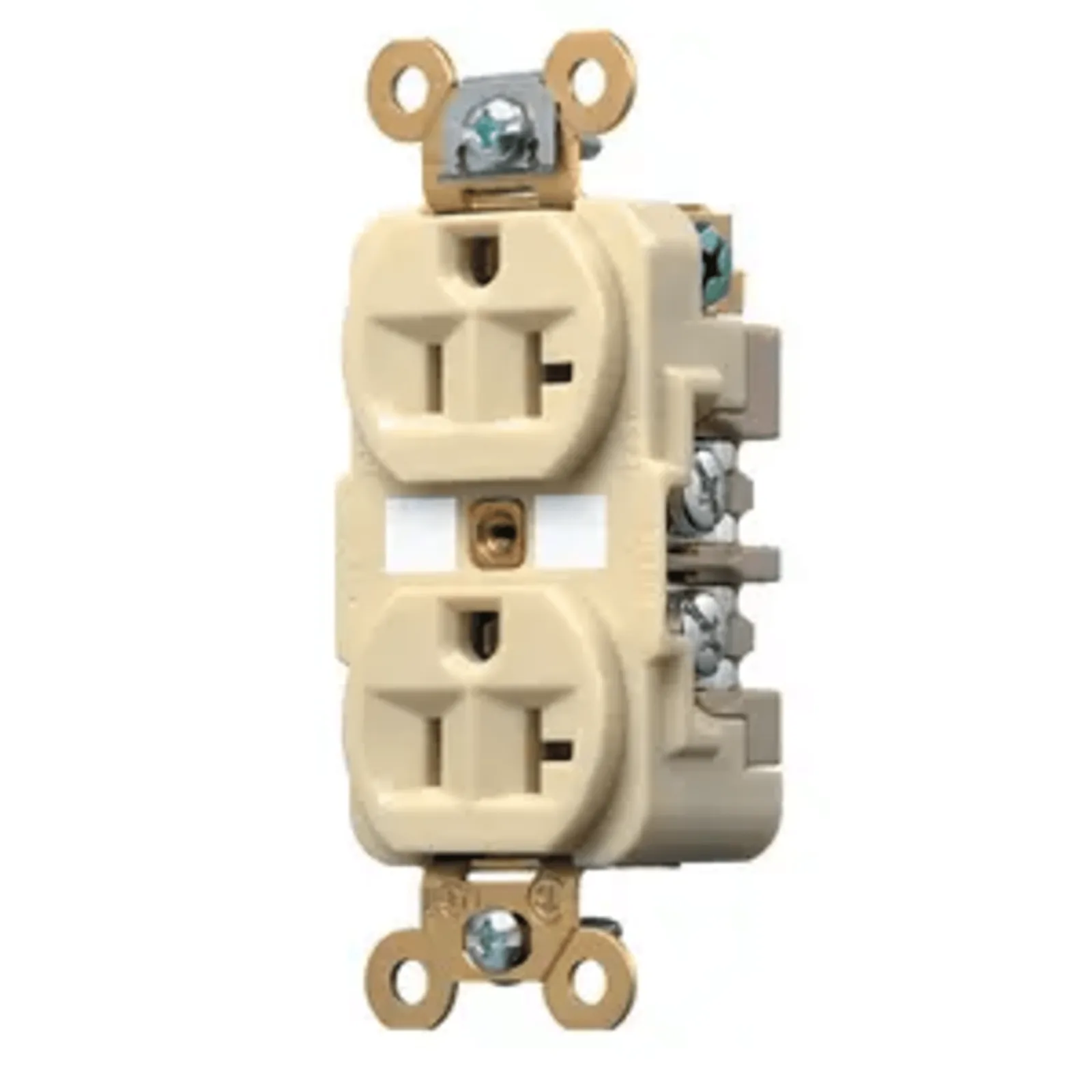 Contacto Dúplex 20 A 125 V / 2 Polos 3 Hilos / Color Marfil /Nema 5-20R /Grado Industrial.