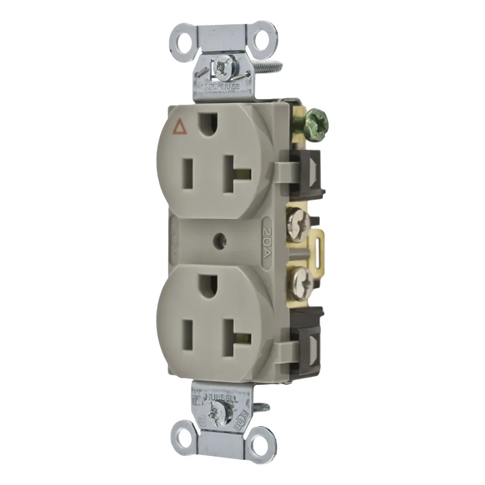 Contacto Dúplex Conexión a Tierra Aislada/ 20 A 125 V/ 2 polos 3 Hilos/ Color Gris/ Nema 5- 20R/ Grado Comercial.