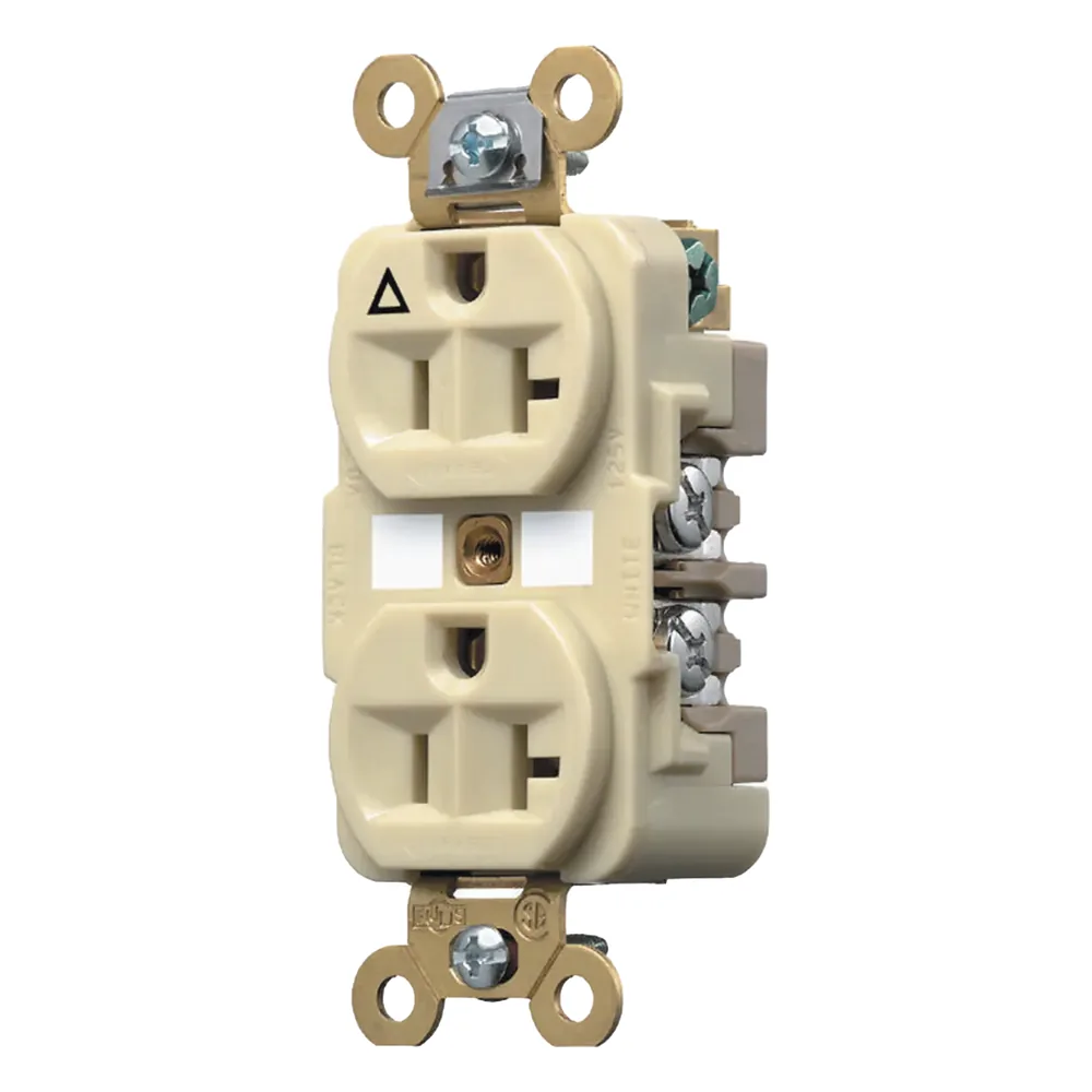 Contacto Dúplex Conexión a Tierra Aislada/ 20 A 125 V/ 2 polos 3 Hilos/ Color Marfil/ Nema 5- 20R/ Grado Industrial.