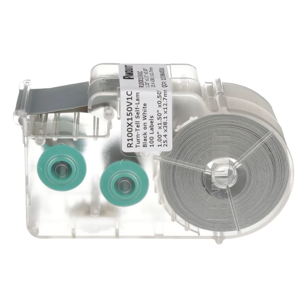 Casete de 75 Etiquetas Autolaminadas Turn-Tell, con Rotación para Mejor Visibilidad, para Cables de Redes de Cobre o Fibra Óptica, de 7.1 a 9.9 mm (0.28 a 0.39 pulgadas) de Diámetro