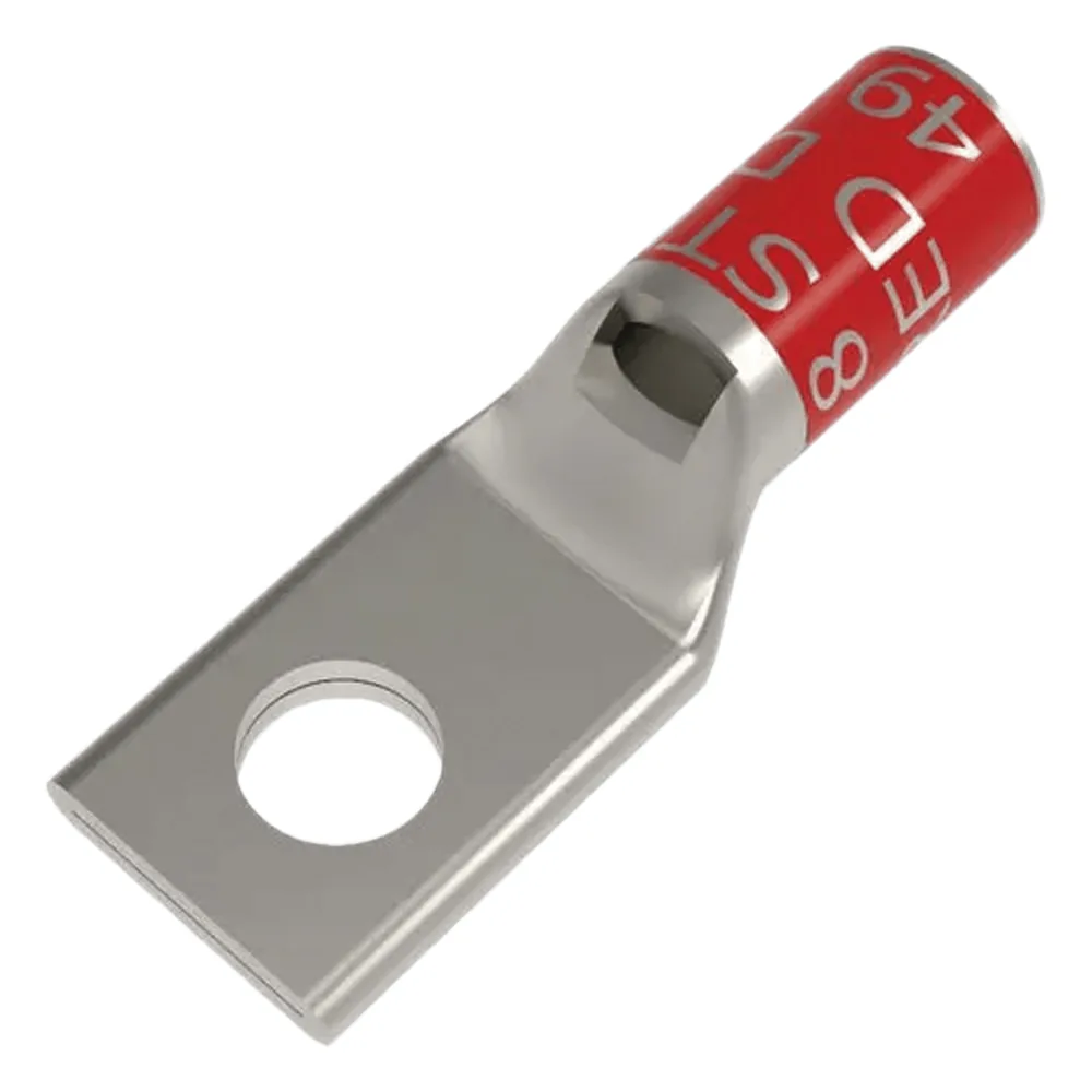 Zapata Terminal de Compresión BURNDY Cañón Corto para Tornillo de 3/8" y Calibre 8 AWG.