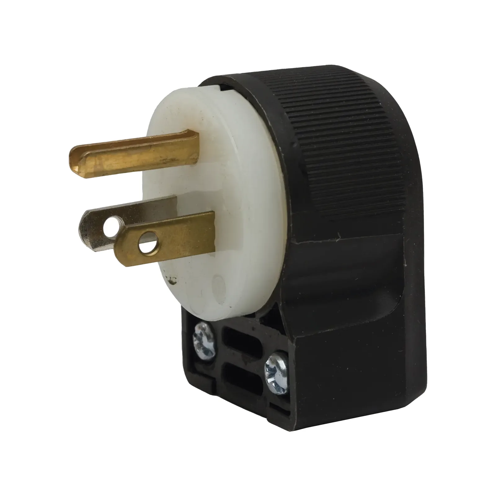 Clavija Entrada Recta en Angulo/ 15A 125V/ 2 Polos 3 Hilos/ Nema 5-15P/ Grado Industrial- Comercial.