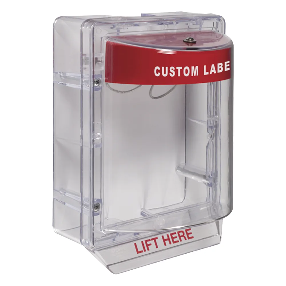 Cubierta Protectora Serie Stopper II® De Policarbonato, Con Bocina, Espaciador Transparente, Montaje en Superficie, Etiqueta Personalizada