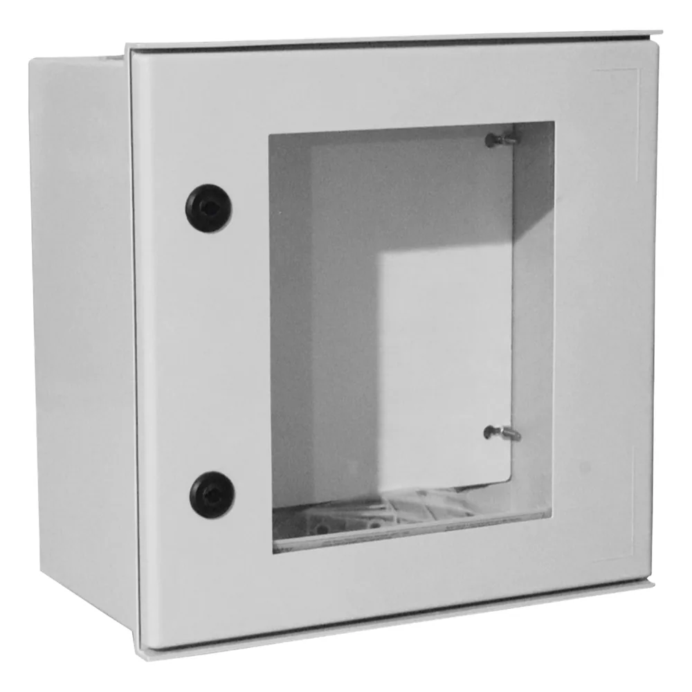 Gabinete de Poliéster IP65 Puerta Transparente, Uso en Intemperie (400 x 400 x 200 mm) con Placa Trasera Interior de Plástico (Incluye Chapa y Llave).