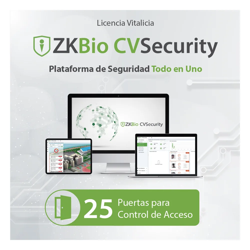 Licencia para ZKBio CVsecurity permite gestionar hasta 25 puertas para control de acceso