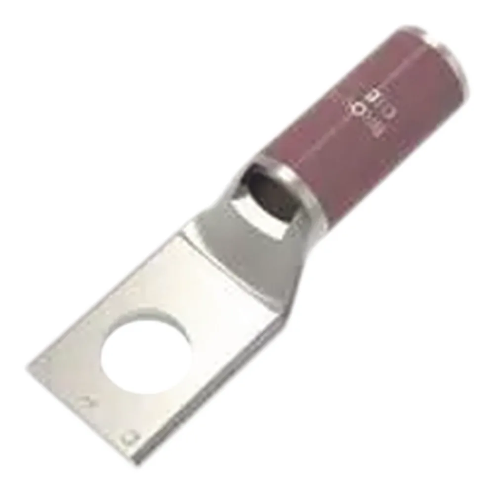 Zapata Terminal de Compresión BURNDY Cañón Corto para Tornillo de 1/4" y Calibre 2 AWG.