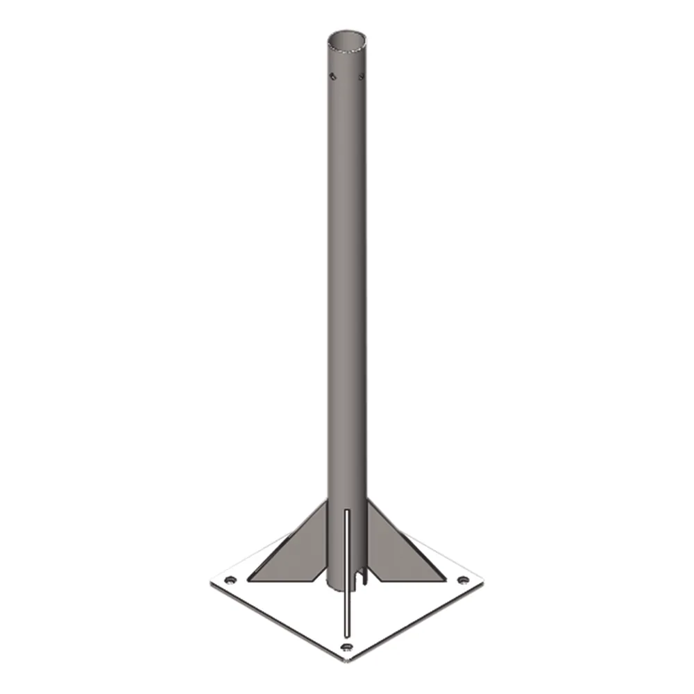 Mástil de 2 metros, de 2" de Diámetro, con Opresor, Base Soldada . Galvanizado por Inmersión en Caliente.