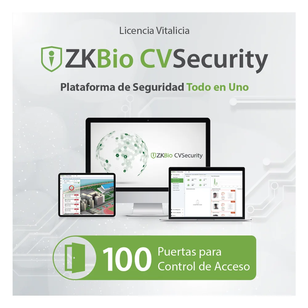 Licencia para ZKBio CVsecurity permite gestionar hasta 100 puertas para control de acceso