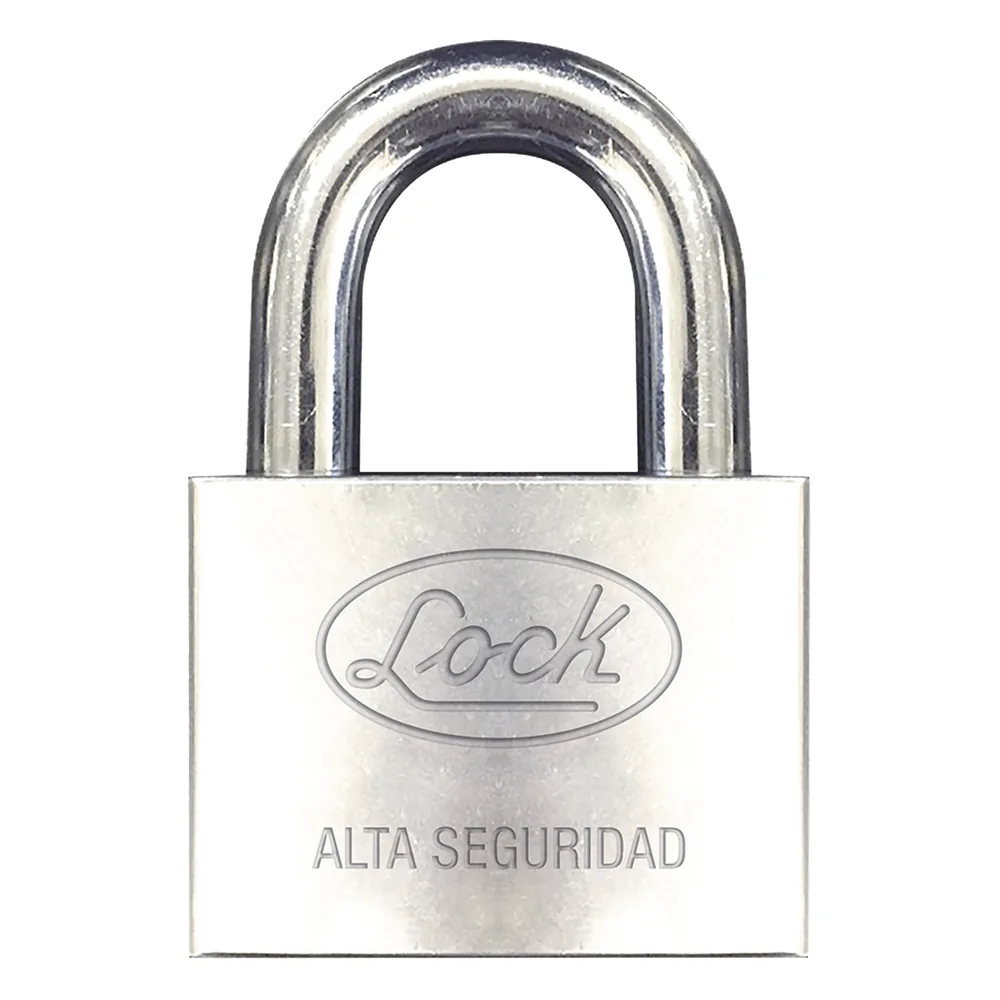 Candado de hierro alta seguridad con llave de disco/ Acabado Cromado/ Llaves Abloy/ Medida de Horquilla 38 mm.