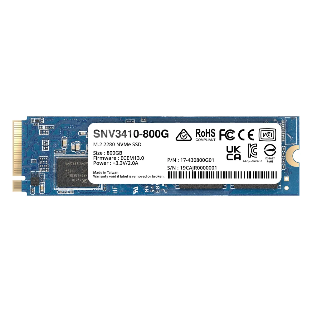 SSD NVMe M.2 SNV3410/3510 | SSD 800GB | Alto Rendimiento 400000 IOPS Lectura | Resistencia Empresarial 1022 TBW | Protección de Datos Integral | Análisis de Vida Útil | Diseñada para Sistemas Synology.