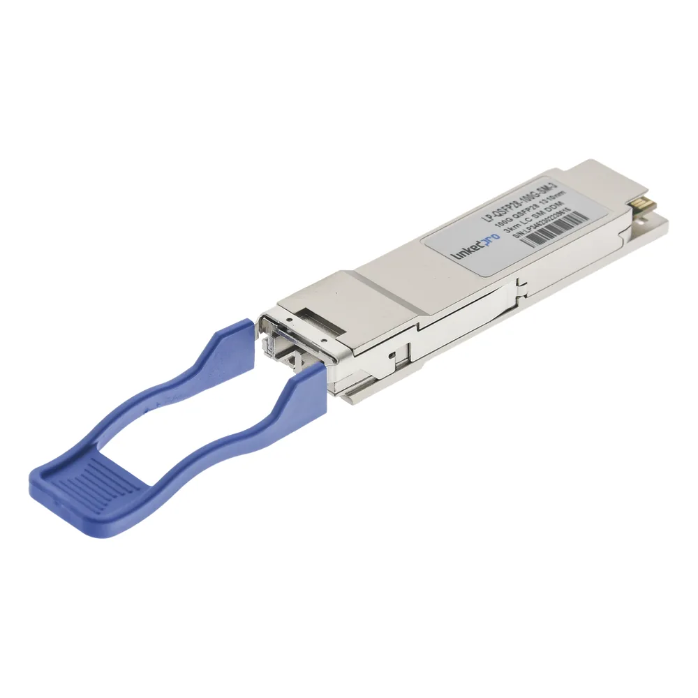 Transceptor Óptico QSFP28 (Mini-Gbic) / Monomodo 1310 nm / 100 Gbps / 100GBASE-LR4 / Conectores LC/UPC Dúplex / DDM / Hasta 3 km