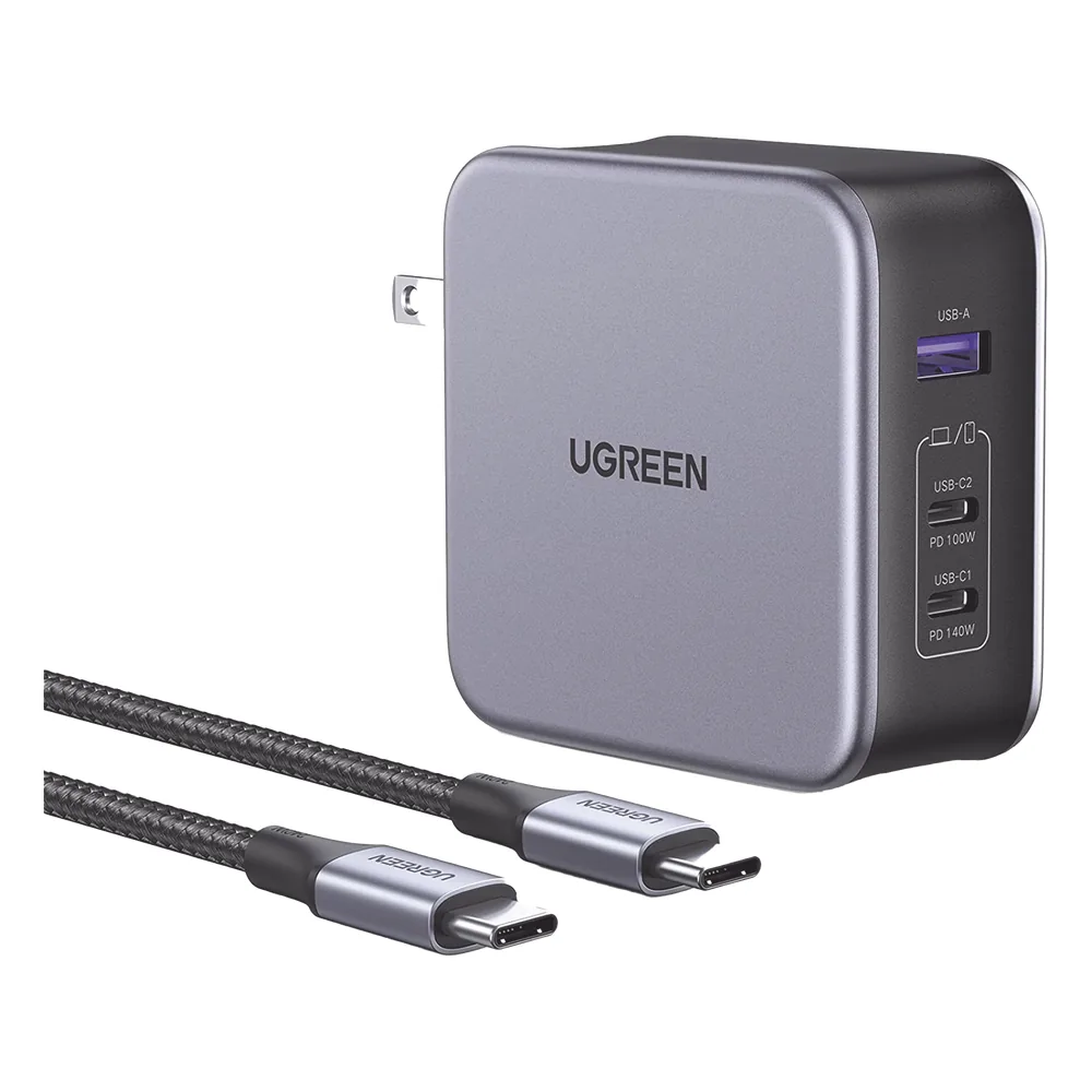 Cargador de 140W serie Nexode | 3 Puertos de Carga Rápida | 2 USB-C | 1 USB-A | Tecnología GaN II +SIC | PD3.1 / QC4.0 | Tecnología de Protección Térmica | Optimiza la Experiencia de Carga | Incluye cable USB-C