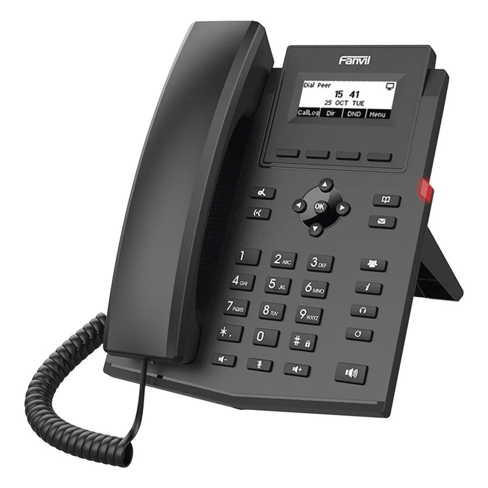 Teléfono IP WiFi empresarial para 2 líneas SIP con pantalla LCD, Códec Opus, conferencia de 6 vías.
