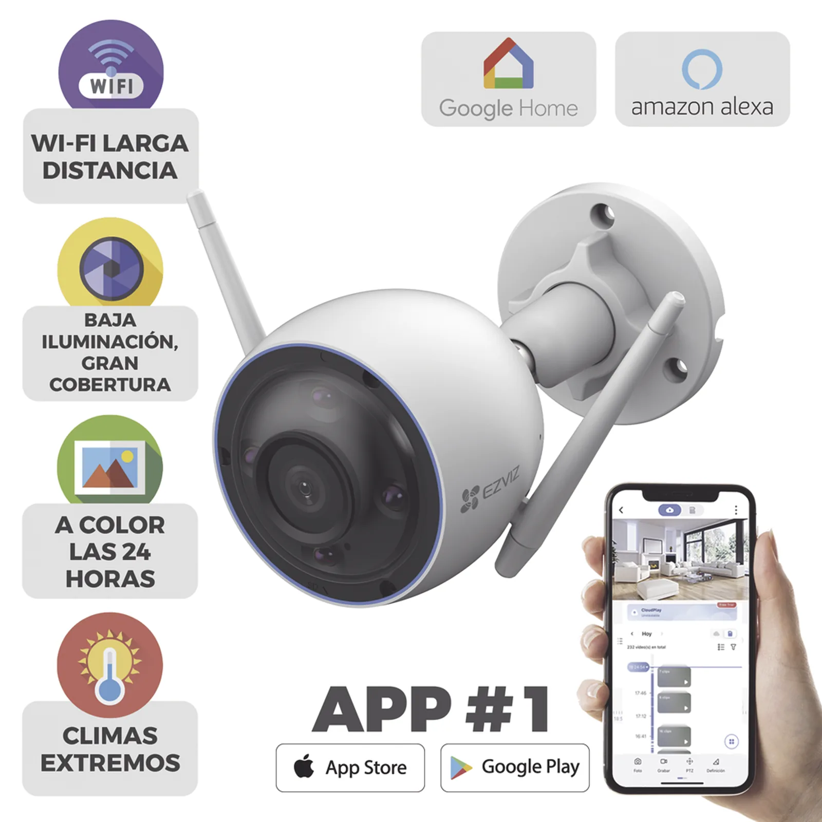 Bala WiFi / 5MP (3K) / Detección humana / Detección de Vehiculo / Sirena / Luz Parpadeante / Colores en Oscuridad / Micro SD / Uso en Exterior