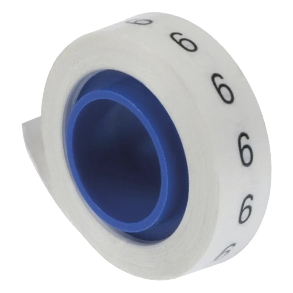 Rollo de Etiquetas Marcadoras, Pre-Impresos con el Número 6, de 2.4 Metros (7.87 Pies), Color Blanco
