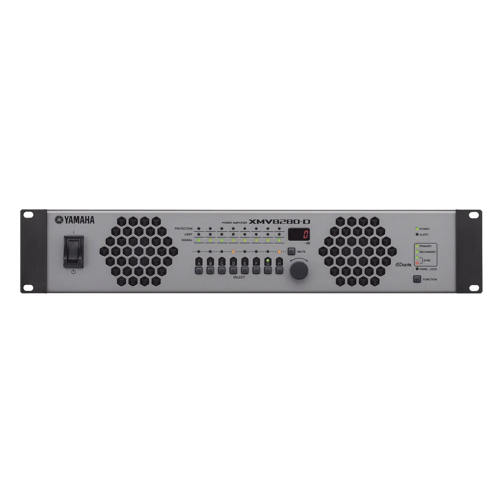 Amplificador de Audio Multicanal con Conexión Análoga / DANTE | 8 Canales, 280W | 8 OHMS | 70/100V