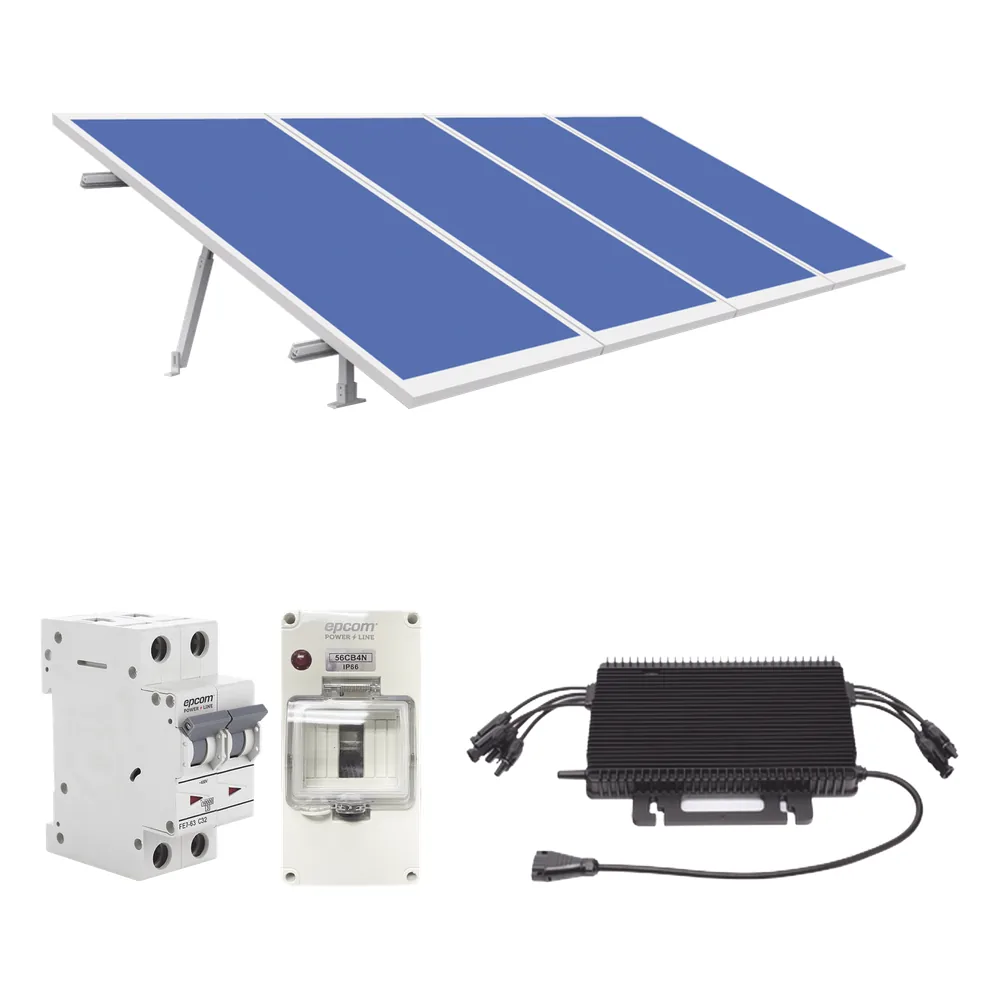 Kit Solar para Interconexión de 1.8KW de Potencia Pico 220Vca con Microinversor y 4 Módulos de 450 W (Incluye Montaje y Protecciones).