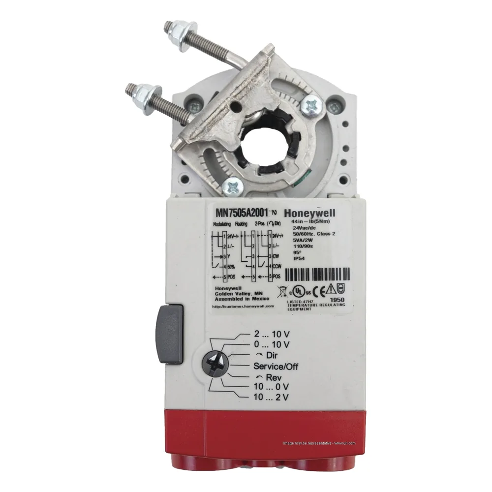 Actuador de Acople Directo sin Retorno por Resorte / 44 lb-in (5 Nm) / Control Modulante 0(2)-10 Vdc / 0(4)-20 mA / Retroalimentación 0(2)-10 Vdc / Alimentación 24 Vac/Vdc / Carrera 95° en 95 s / Plenum