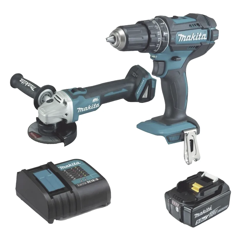 Kit, DHP482 Rotomartillo + DGA456 Mini Esmerilador, 1 Batería Li-Ion de 5.0 Ah y Cargador C/Luz de 18 Vcc.