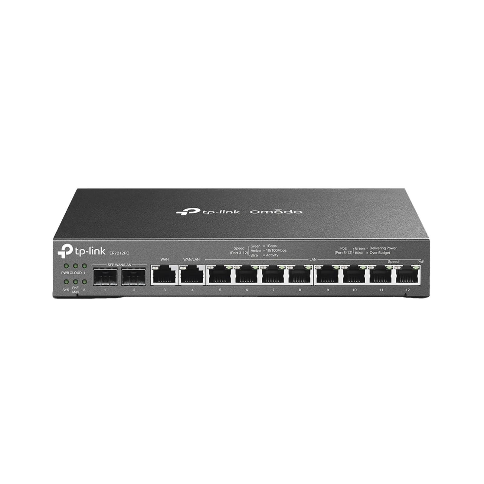 Router Omada VPN / SDN Multi-WAN 1G / Switch con PoE y Controlador / 2 puerto WAN/LAN SFP 1G / 1 Puerto RJ45 WAN / 1 Puerto WAN/LAN RJ45 / 8 Puertos PoE+ LAN RJ45 / 24,980 Sesiones Concurrentes