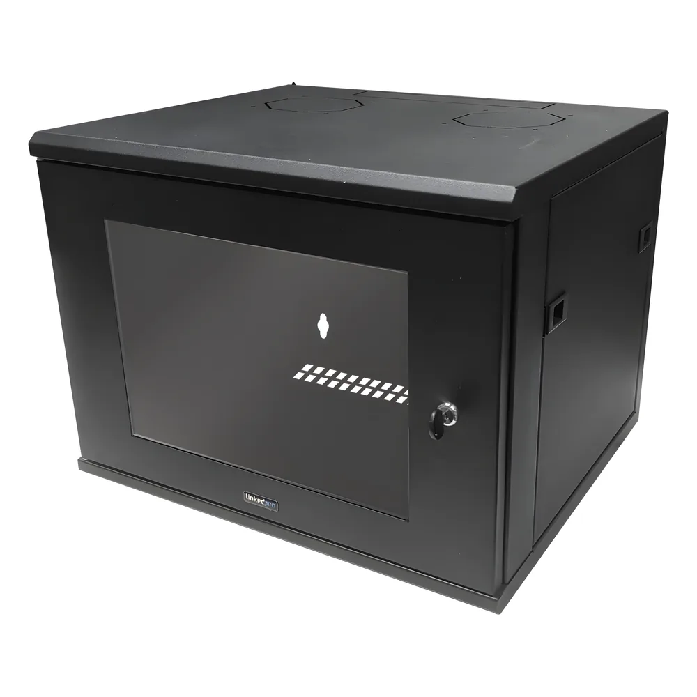 Gabinete de Montaje en Pared, Con Puerta de Cristal, de 19in, 6UR, Color Negro