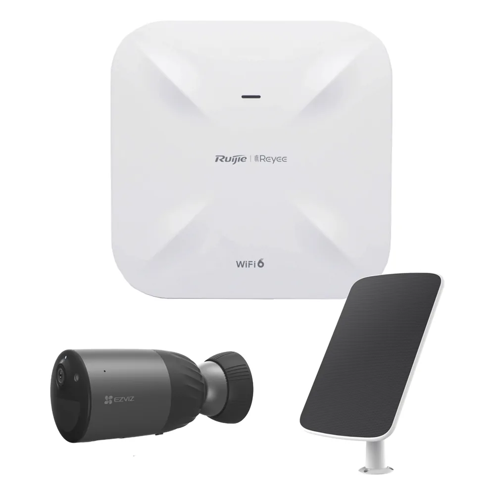Kit de Cámaras Wi-Fi con Access Point/ Incluye 1 Cámara de Batería CS-BC1C / 1 Pane solar Mod. CS-CMT-SOLARPANEL-E / 1 Access Point RG-RAP6260(G)