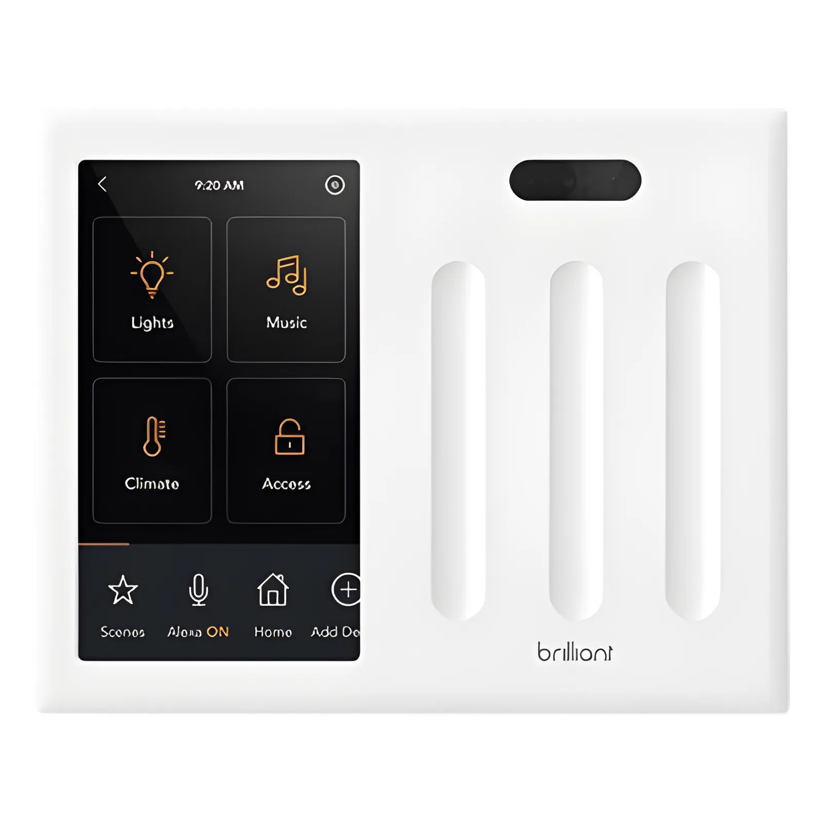 Control touch desde su pantalla en pared, compatible con 3 cargas para controlar iluminacion.