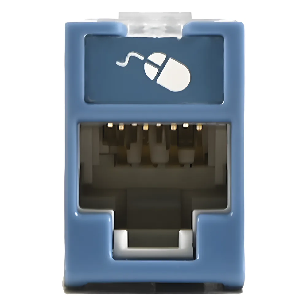 Jack UltraMAX Cat6A, UTP, Montaje híbrido en Placa de Pared (Plano y Angulado), Color Azul, Punch Down