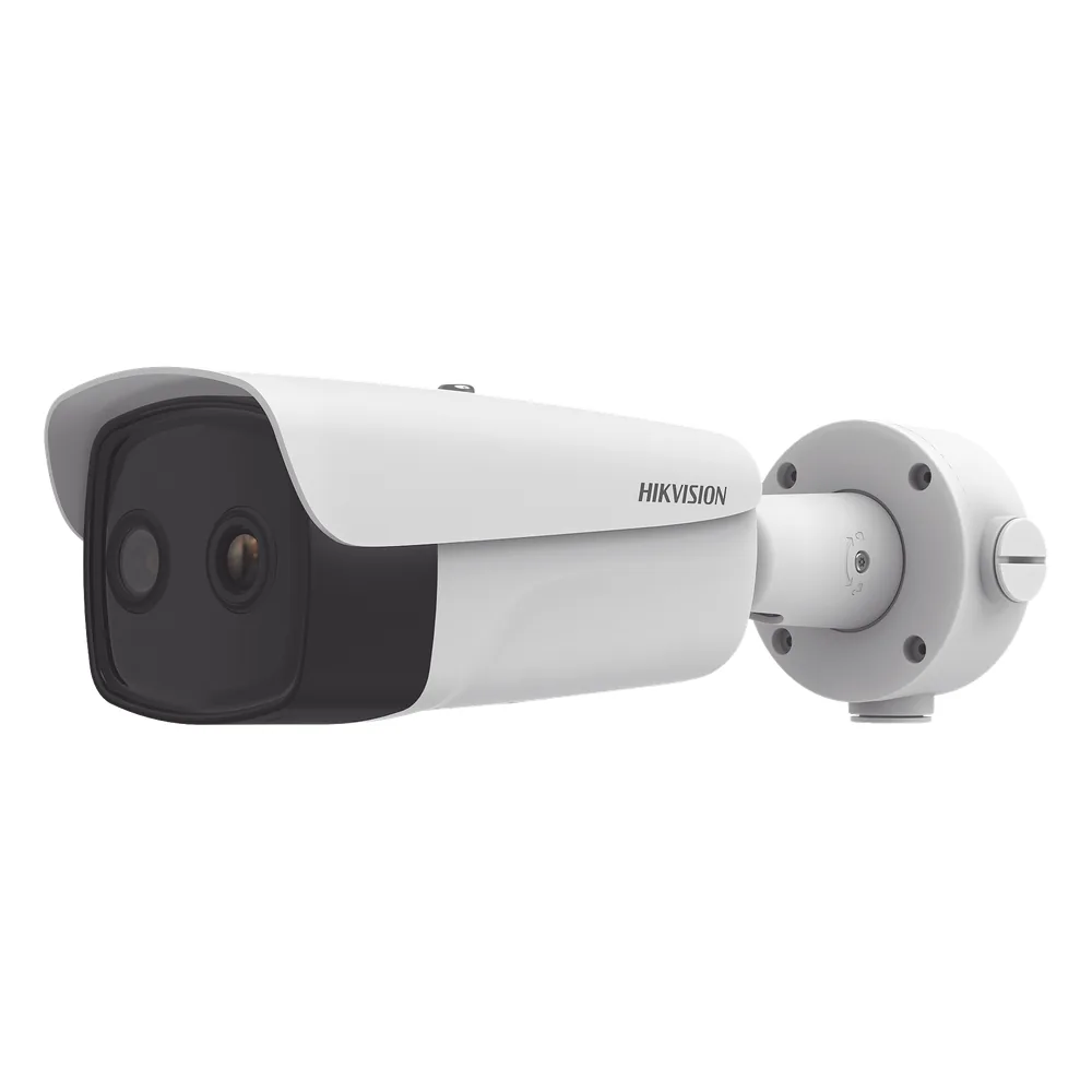 Bala IP Dual / Térmica 35 mm (384 X 288 ) / Óptico 15 mm (4 Megapixel) / 100 mts IR / IP66 / PoE / Termométrica / Detección de Temperatura / MicroSD