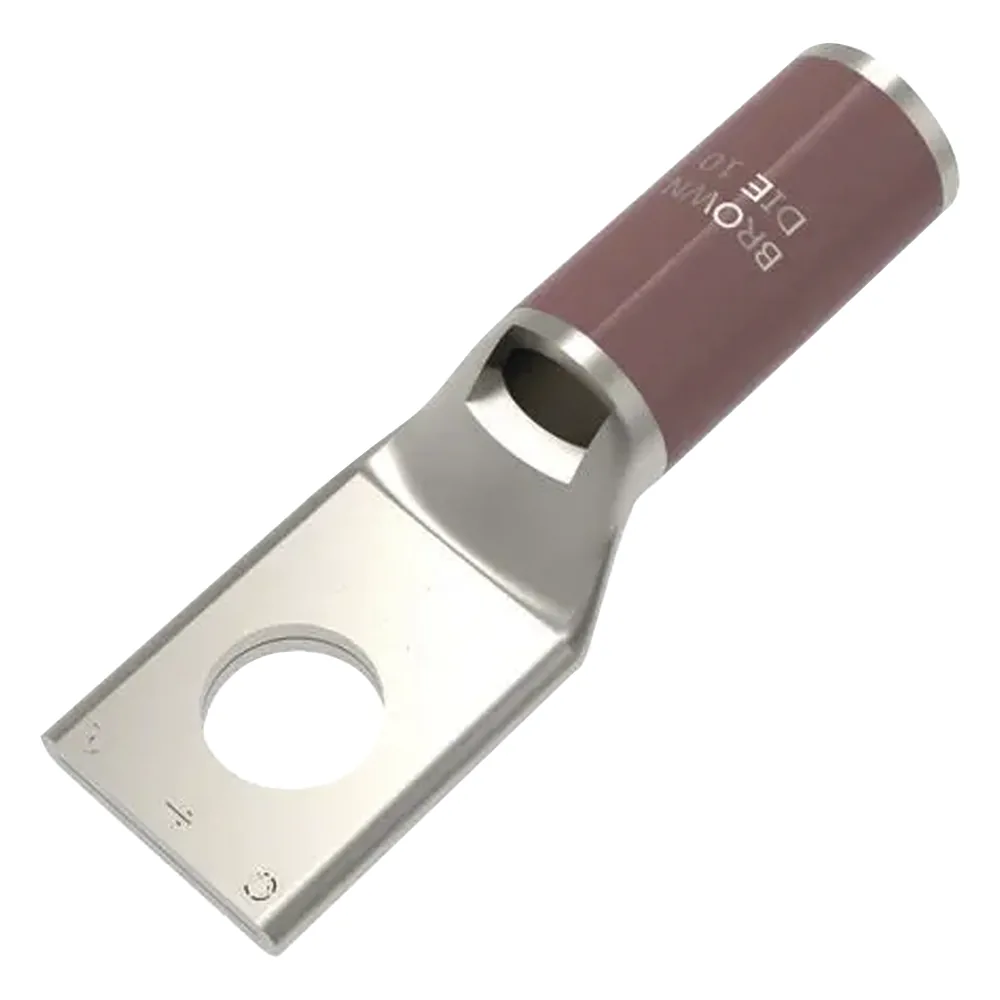 Zapata Terminal de Compresión BURNDY Cañón Corto para Tornillo de 3/8" y Calibre 2 AWG.