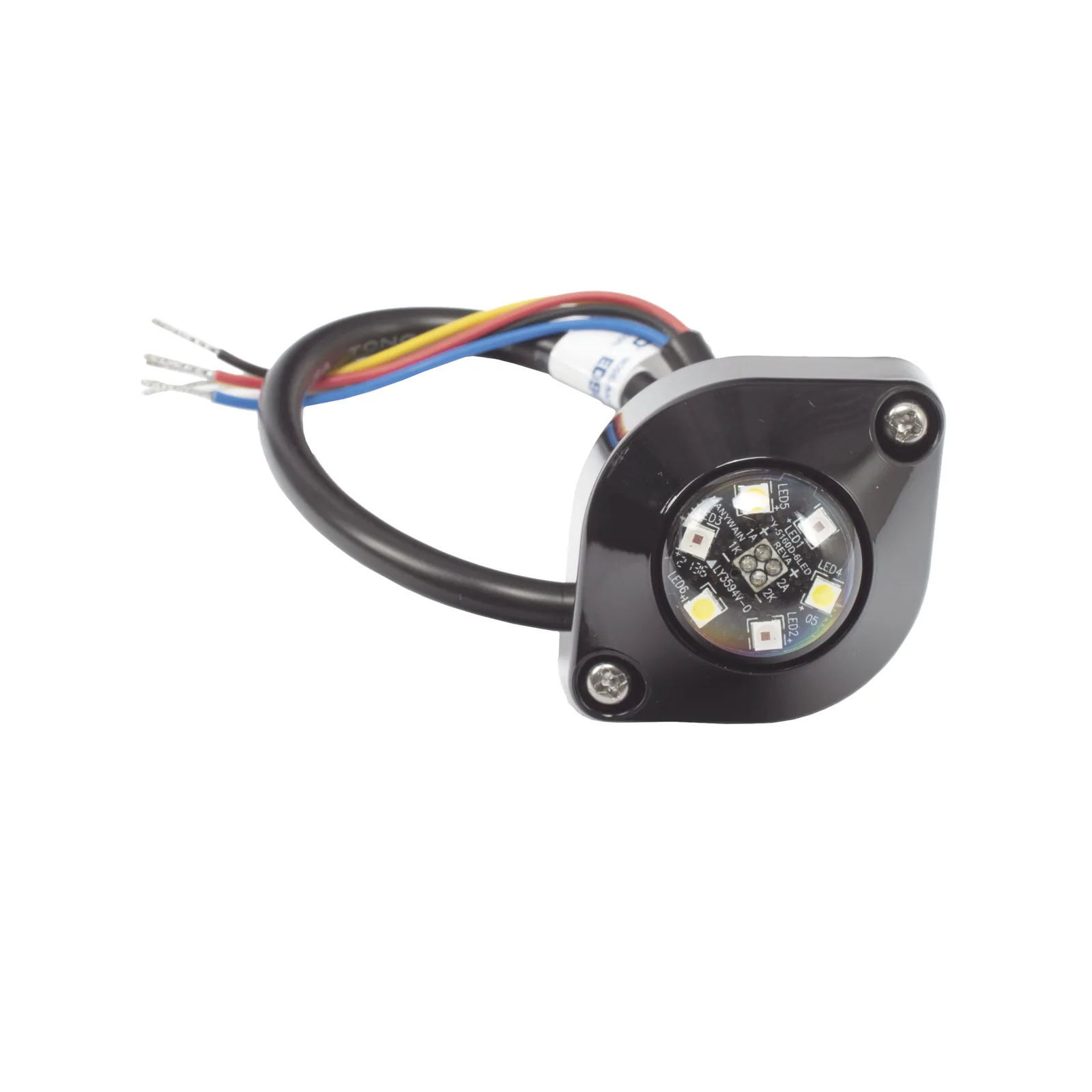 Estrobo Oculto de 6 LED, Azul, Lente Transparente, Bisel Negro