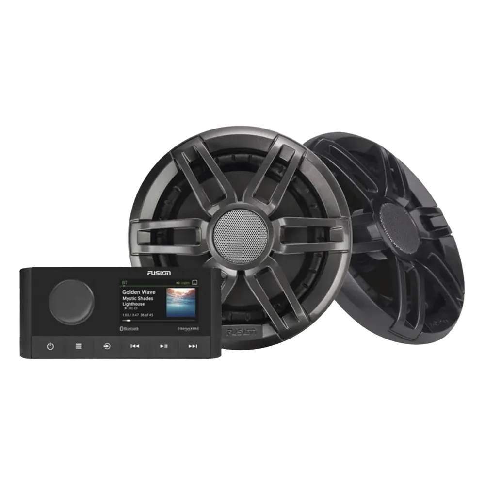 Sistema de estero marino MS-RA210 con dos bocinas de diseño deportivo XS incluidas.