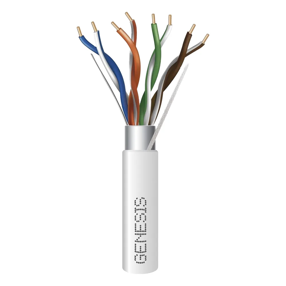 Carrete de 305 Metros (1000 Pies) de Cable Cat5e / Calibre 24 AWG BLINDADO / PLENUM / Color Blanco para aplicaciones de Voz y Datos