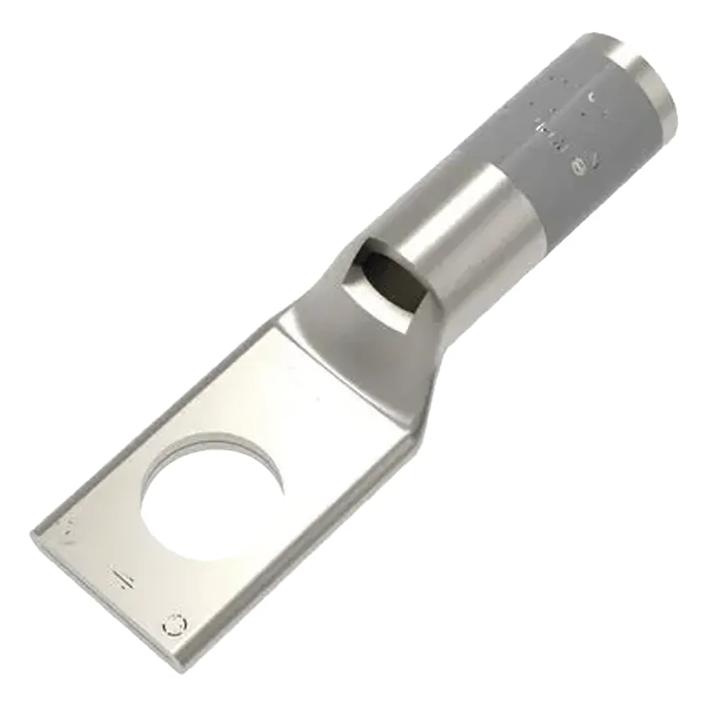 Zapata Terminal de Compresión BURNDY Cañón Corto para Tornillo de 3/8" y Calibre 4 AWG.