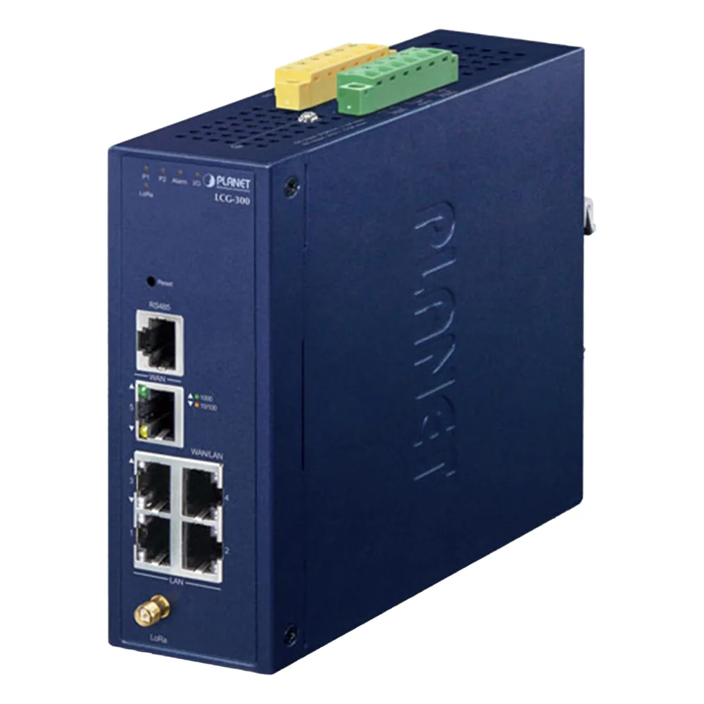 (LoRa) Gateway Industrial LoRaWAN con 5 puertos 10/100/1000T, Banda de 902 a 928 MHz, Con 2 Entradas y Salidas Digitales