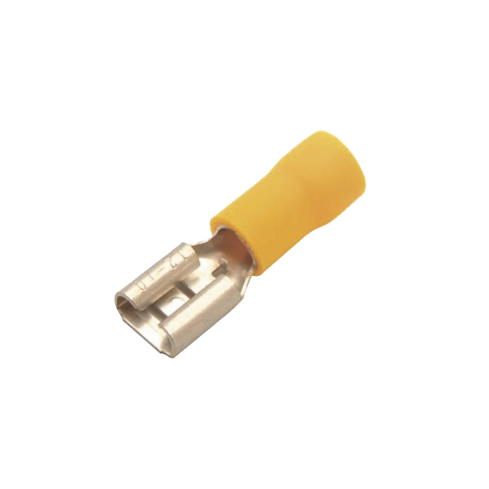 Terminal tipo hembra aislada 0.250 / 12 - 10 AWG / Amarillo / Para baterías con terminal F1 / Paquete de 25 piezas.