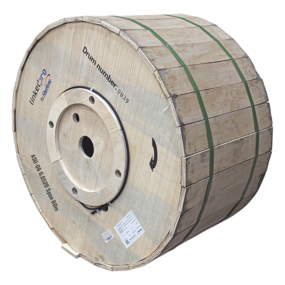 Carrete de 4 km de Fibra Óptica Aérea Mini ADSS (ASU) G.652D, Monomodo de 8 Hilos, Exterior, Span 60, Loose Tube, Preformado Compatible: LP-RP0406