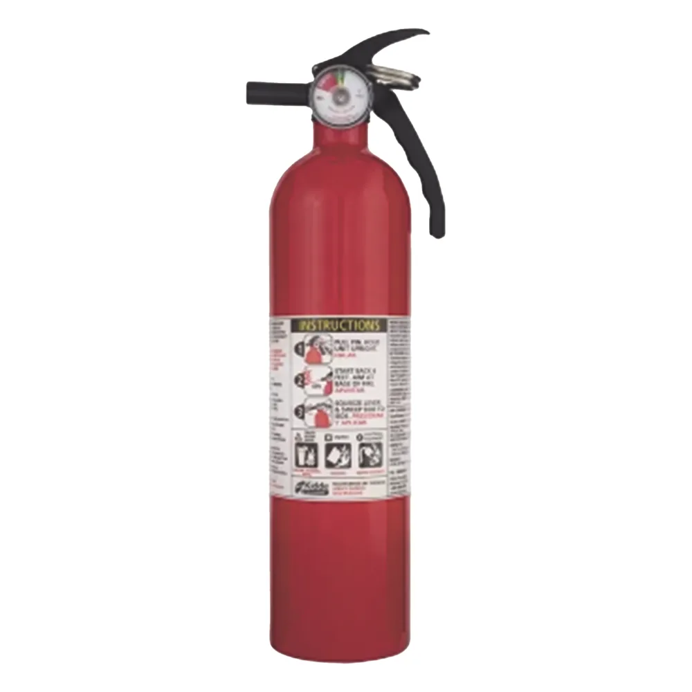 Extintor desechable de polvo químico seco multipropósito de 2.5 lb para fuegos clase A, B y C, con soporte metálico de montaje