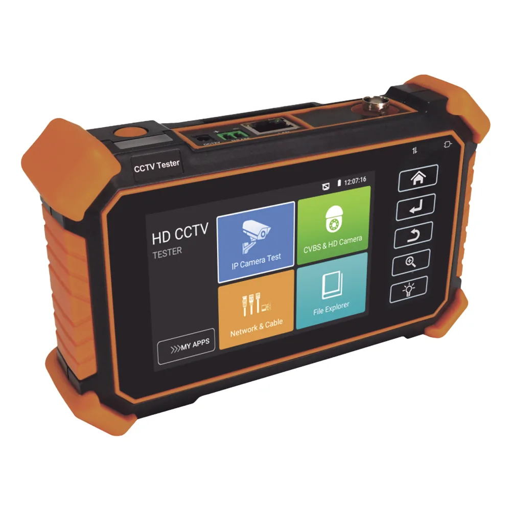 Probador de Vídeo de muñeca / Soporta ONVIF, 8K, H.264 y H.265 / TVI de 8 MP, CVI de 8 MP, y AHD de 8 MP / Salida de energía DC12V 3A, 48V PoE 25.5W / Admite RS485 / Prueba de audio TVI 5.0 / Prueba de cable UTP, RJ45 TDR