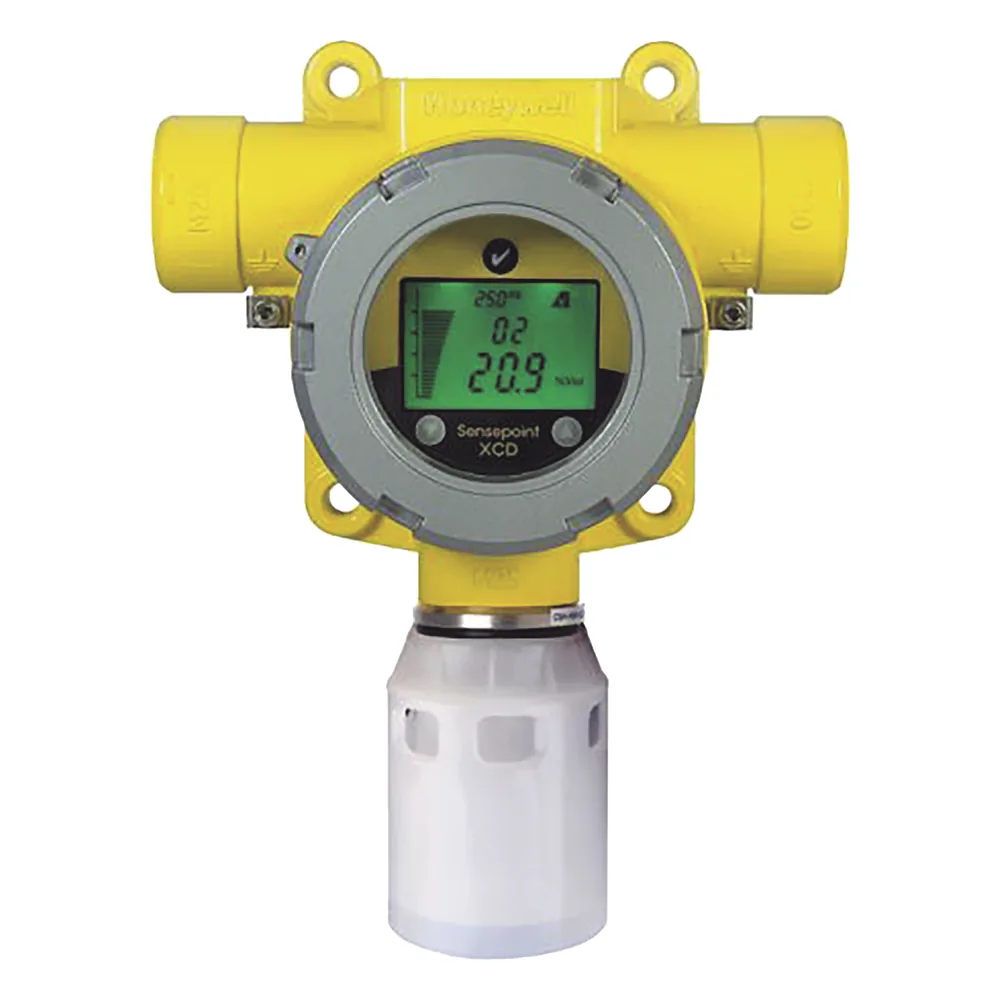 Detector fijo de gas industrial con sensor electroquímico de oxígeno 0-25% vol., salida 4-20 mA y Modbus, carcasa de aluminio IP66, certificado UL/c-UL/INMETRO