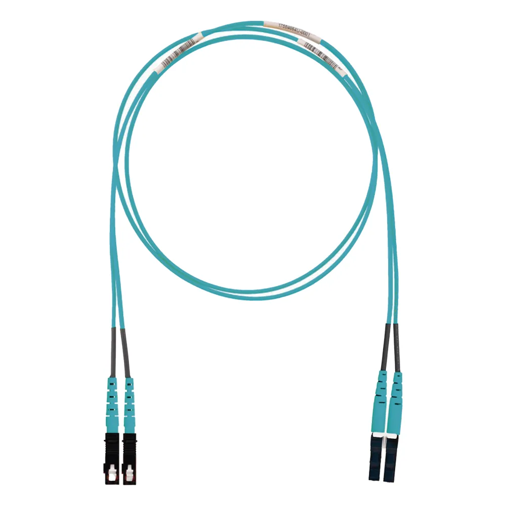 Jumper de Fibra Optica Multimodo 50/125 OM3, LC-SC Duplex, LSZH (Cero Halógenos), Color Aqua, 2 Metros (6.56 Pies)