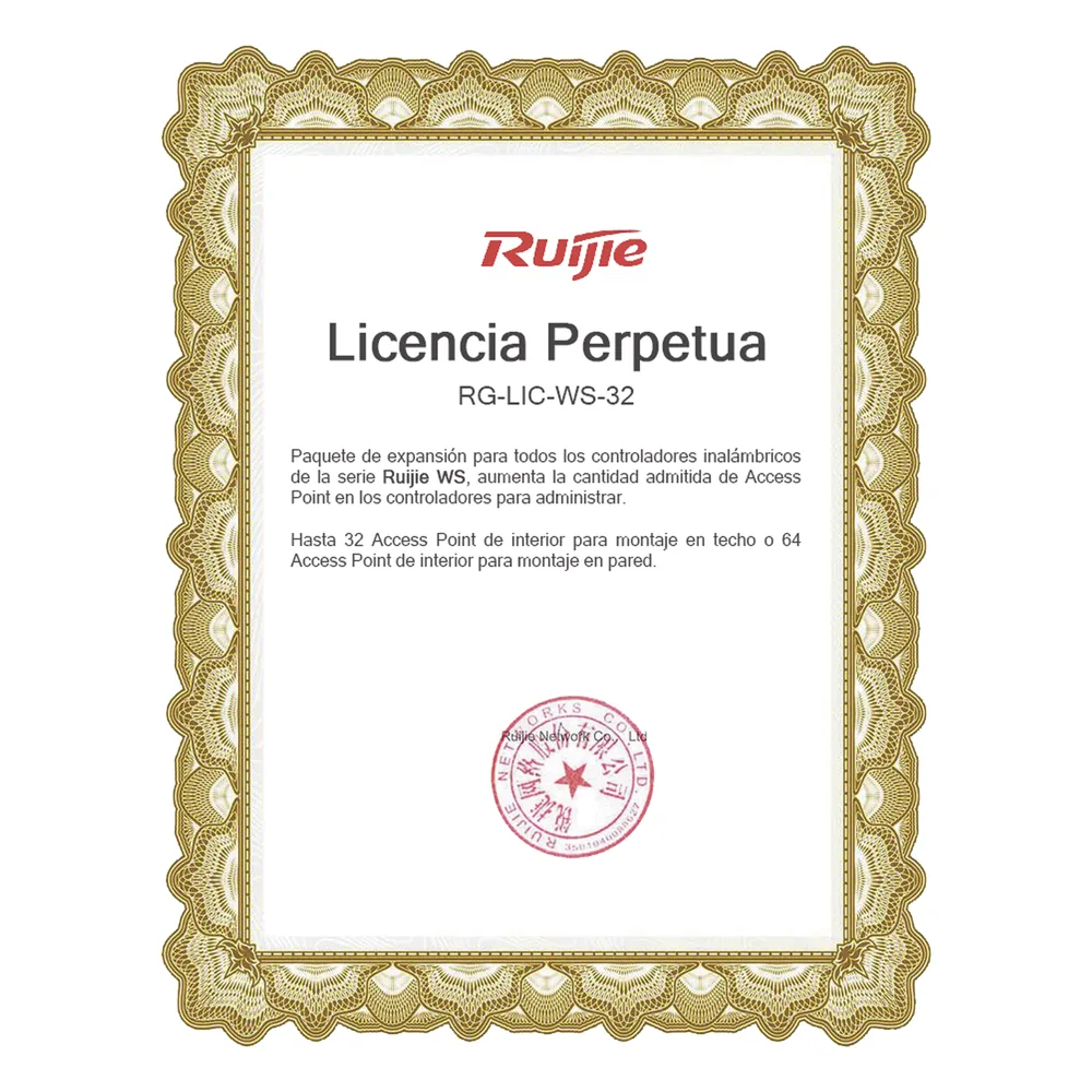 Paquete de expansión para controladores inalámbricos serie Ruijie WS hasta 32 APs interior en techo o 64 APs interior montaje en pared.