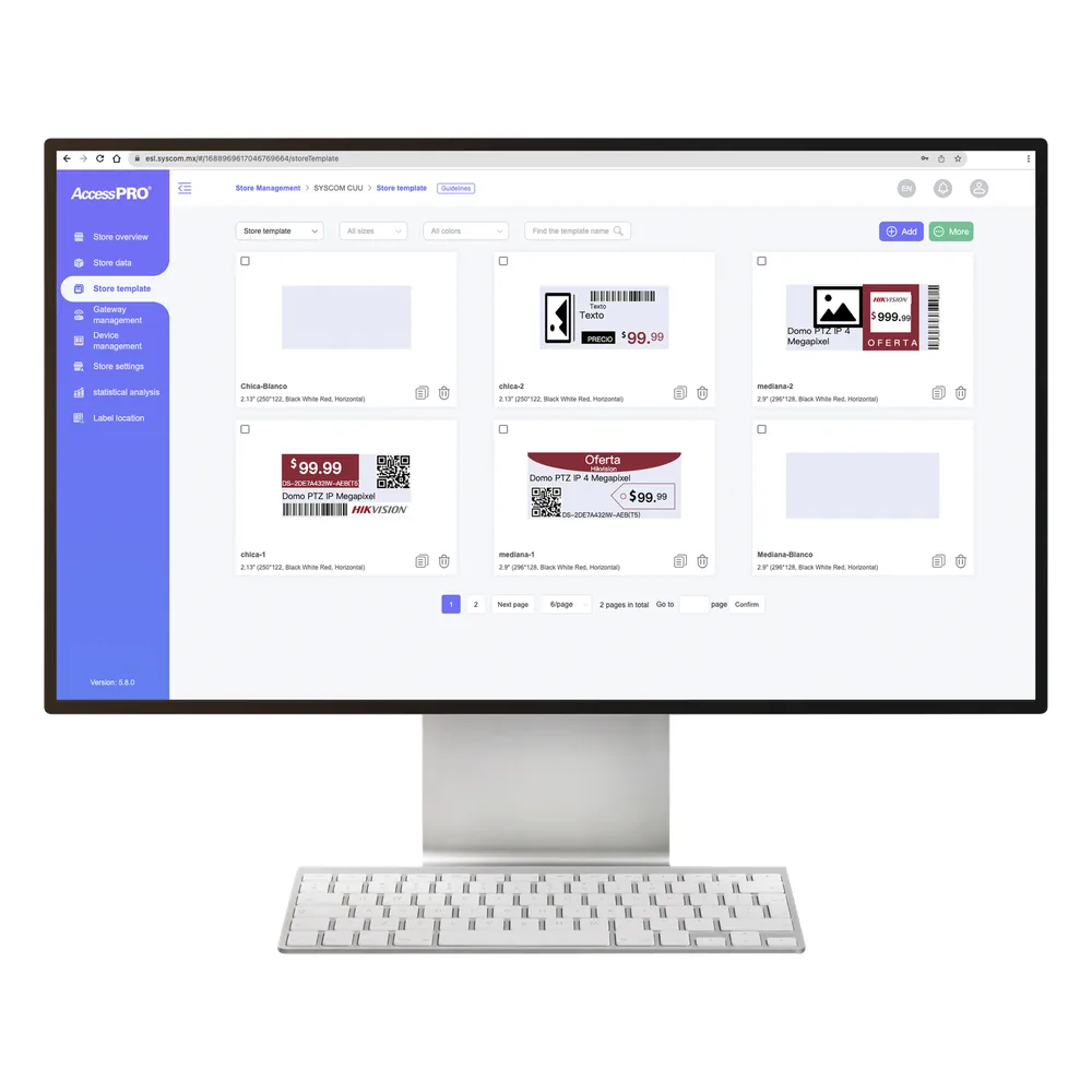 Licencia Anual Para Gestión de AccessPro ESL Cloud / Etiqueta de Tinta Electrónica / ESL / 100% Nube / 1 Tienda