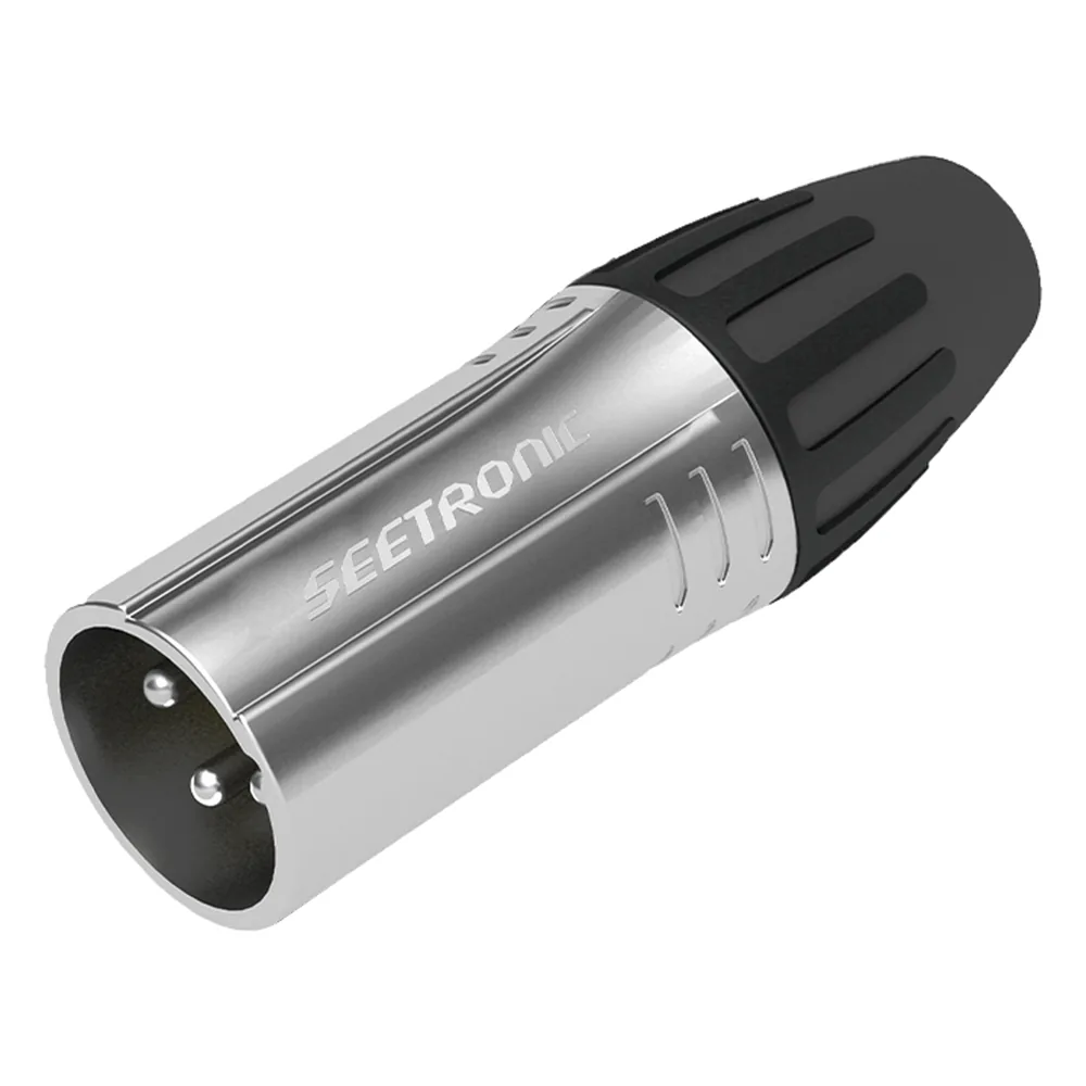XLR conector de cable Macho, carcasa cromada perla, contactos plateados
