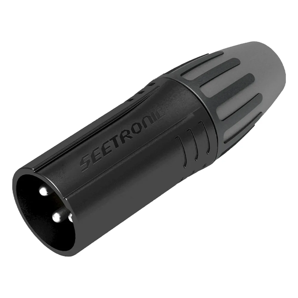 XLR conector de cable macho, carcasa enchapada en negro, contactos enchapados en plata