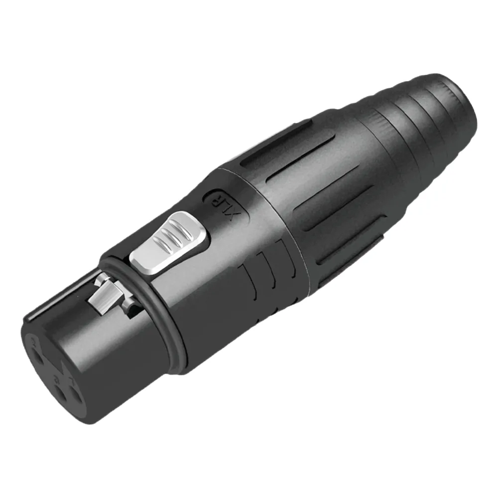 XLR conector de cable hembra, carcasa enchapada en negro, contactos enchapados en plata