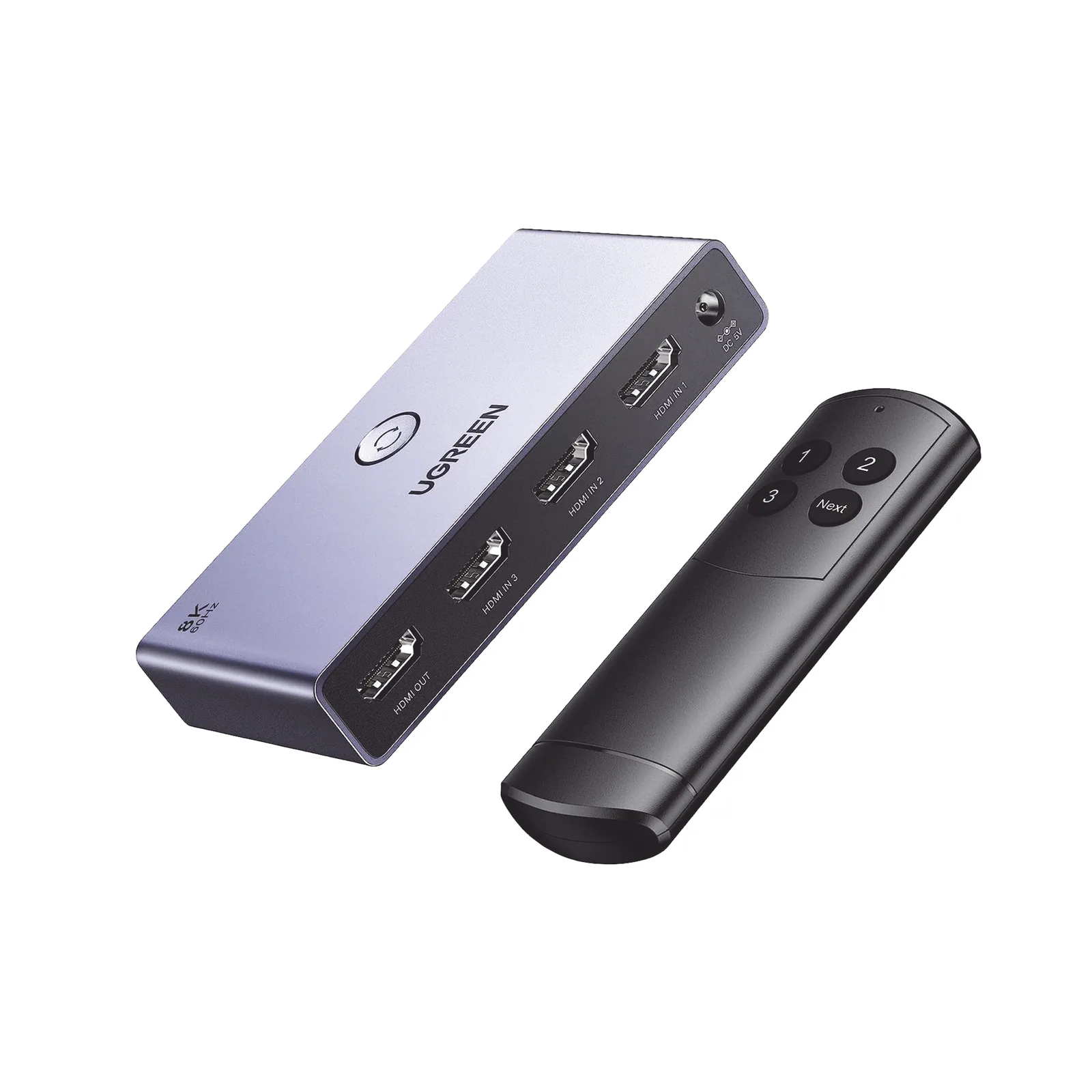 Switch (Splitter) 8K HDMI 2.1 / 3 Entradas 1 Salida / Incluye Control Remoto / Soporta 8K@60Hz 4K@120Hz 4K@60Hz 3D / HDR / HDCP 2.3 / Carcasa de Aluminio.