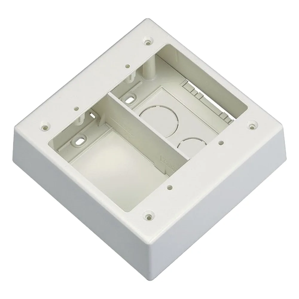 Caja de Pared Superficial Doble, Con Divisor, Uso Universal con Placas de Pared, Color Blanco Mate