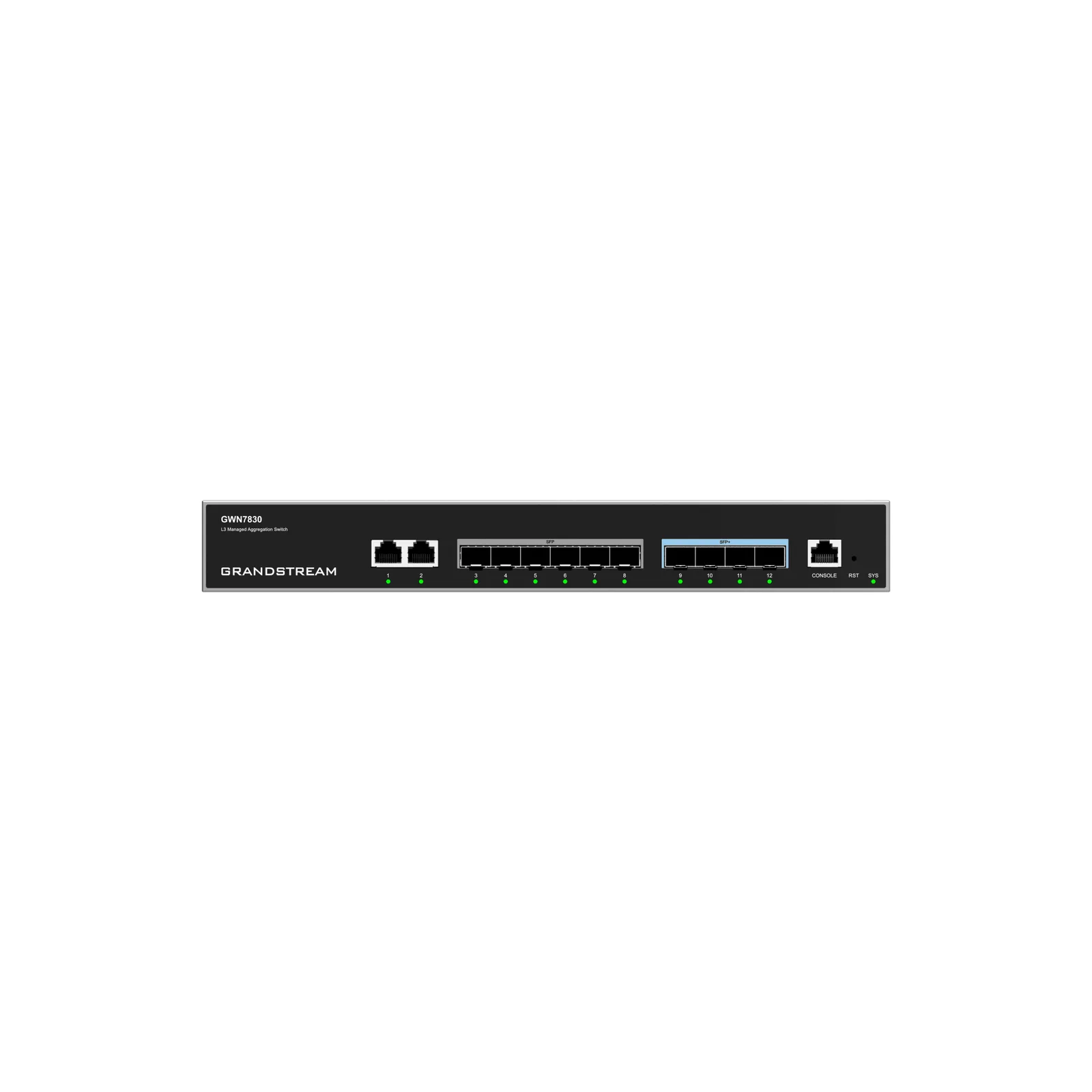 Switch de Agregación Capa 3 GWN7830 / 2 Puertos Gigabit Ethernet / 6 Puertos Gigabit SFP / 4 Puertos 10Gigabit SFP+ / QoS Integrada / Soporte IPv6 e IPv4 / Seguridad Avanzada / Stacking /